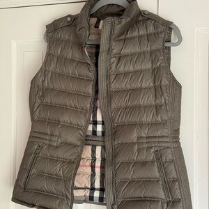 Burberrybrit Olive Quilted Sleeveless Puffer Vest